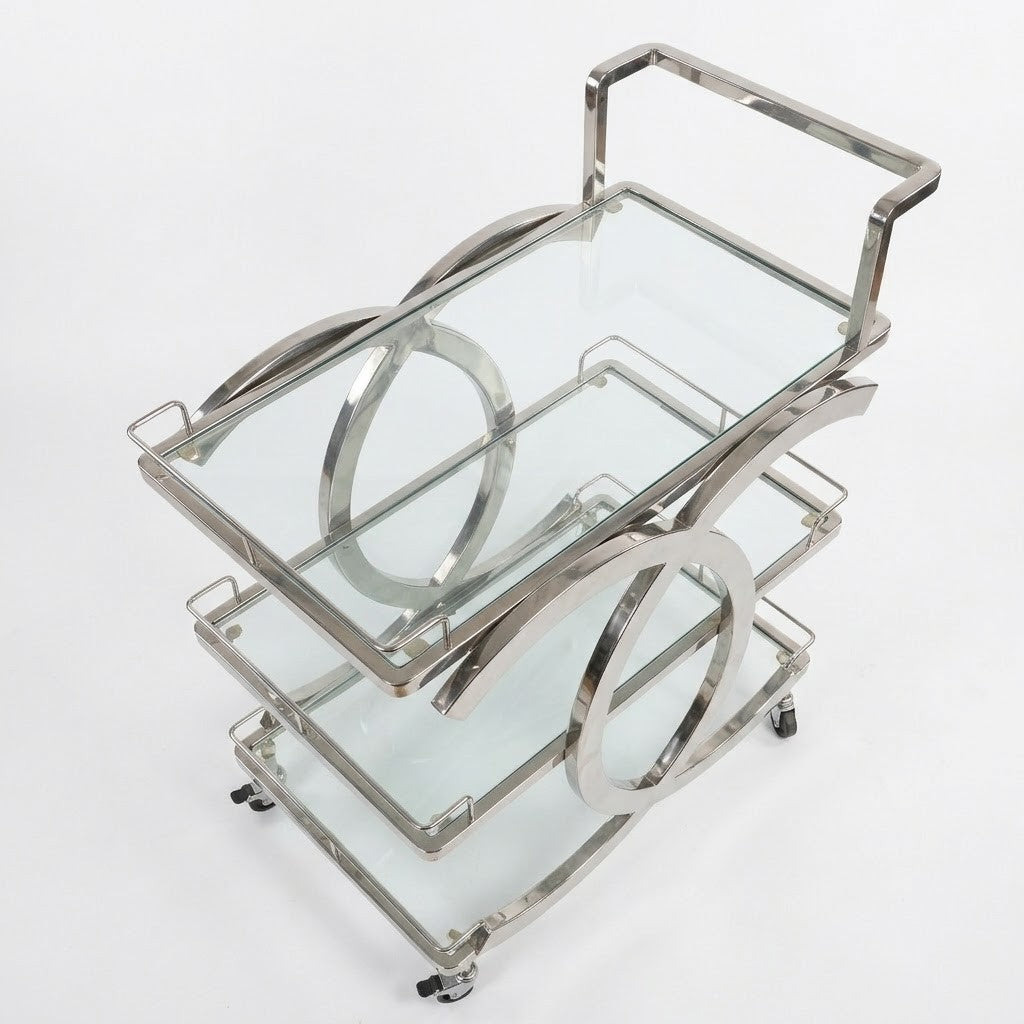 Celeste Chrome Glass Serving Trolley
