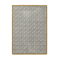 Interlock Pattern Grey Rug with Mustard Border
