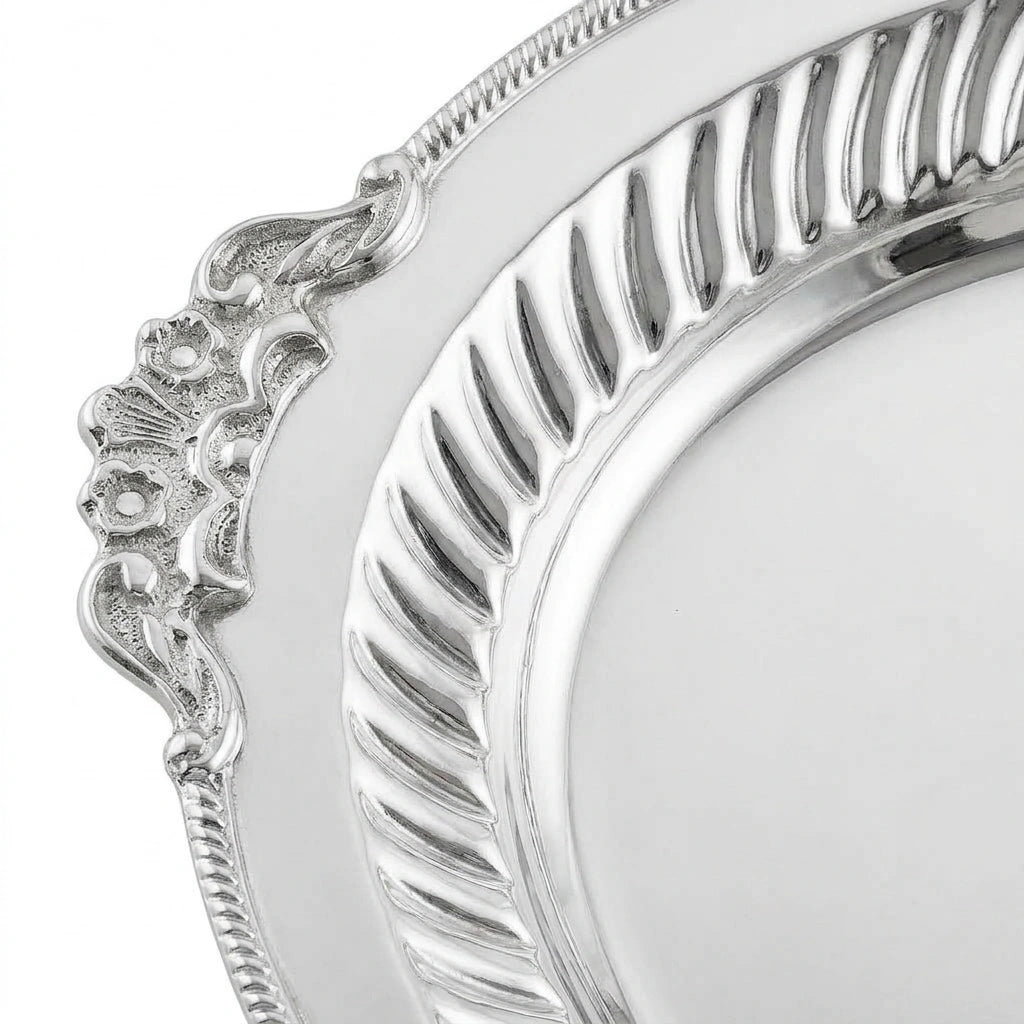 Royal Luxury Silver Oval Serving Tray 18”