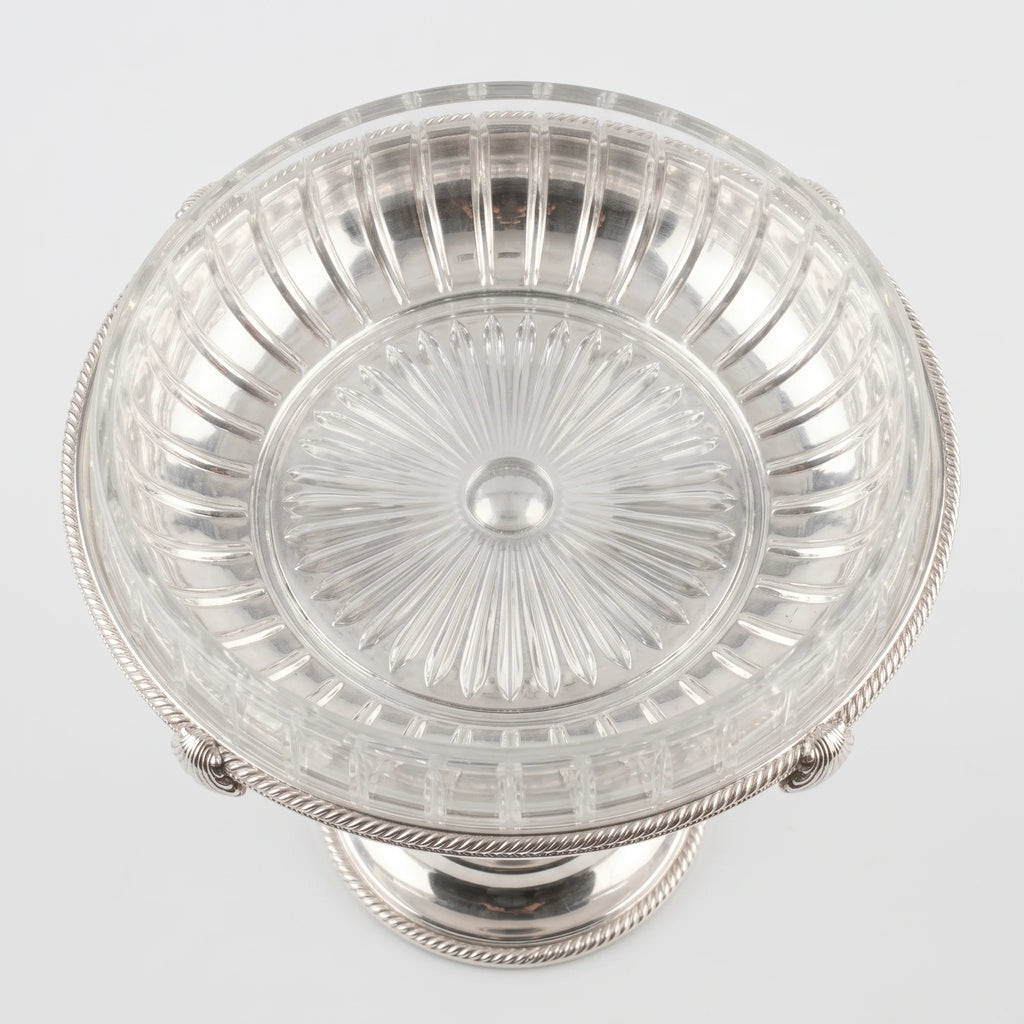 English Silver Plated Crystal Compote Bowl