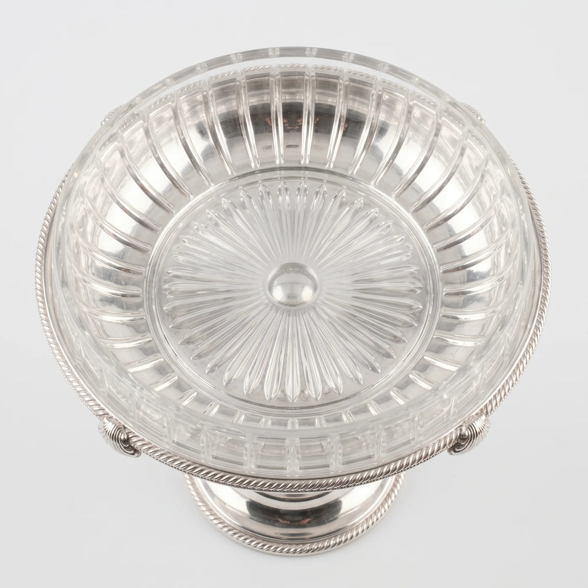 English Silver Plated Crystal Compote Bowl