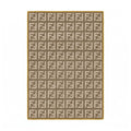 Beige Grid Pattern Rug with Mustard Border