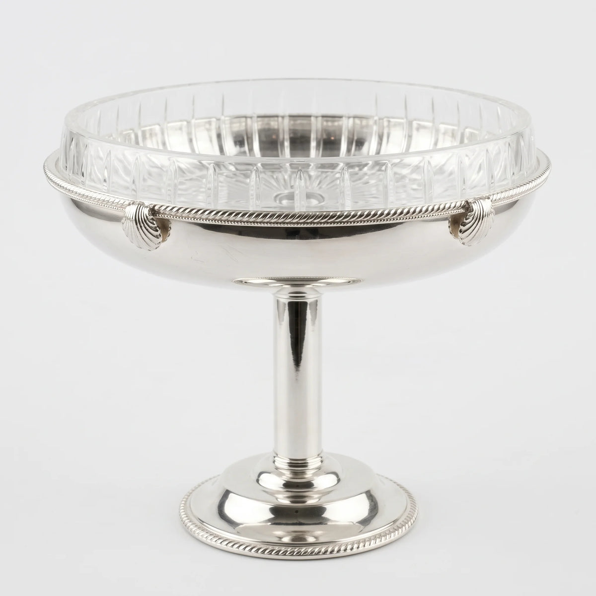 English Silver Plated Crystal Compote Bowl