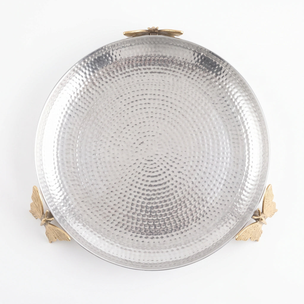 Luxury Silver & Gold Butterfly Serving Platter 20”