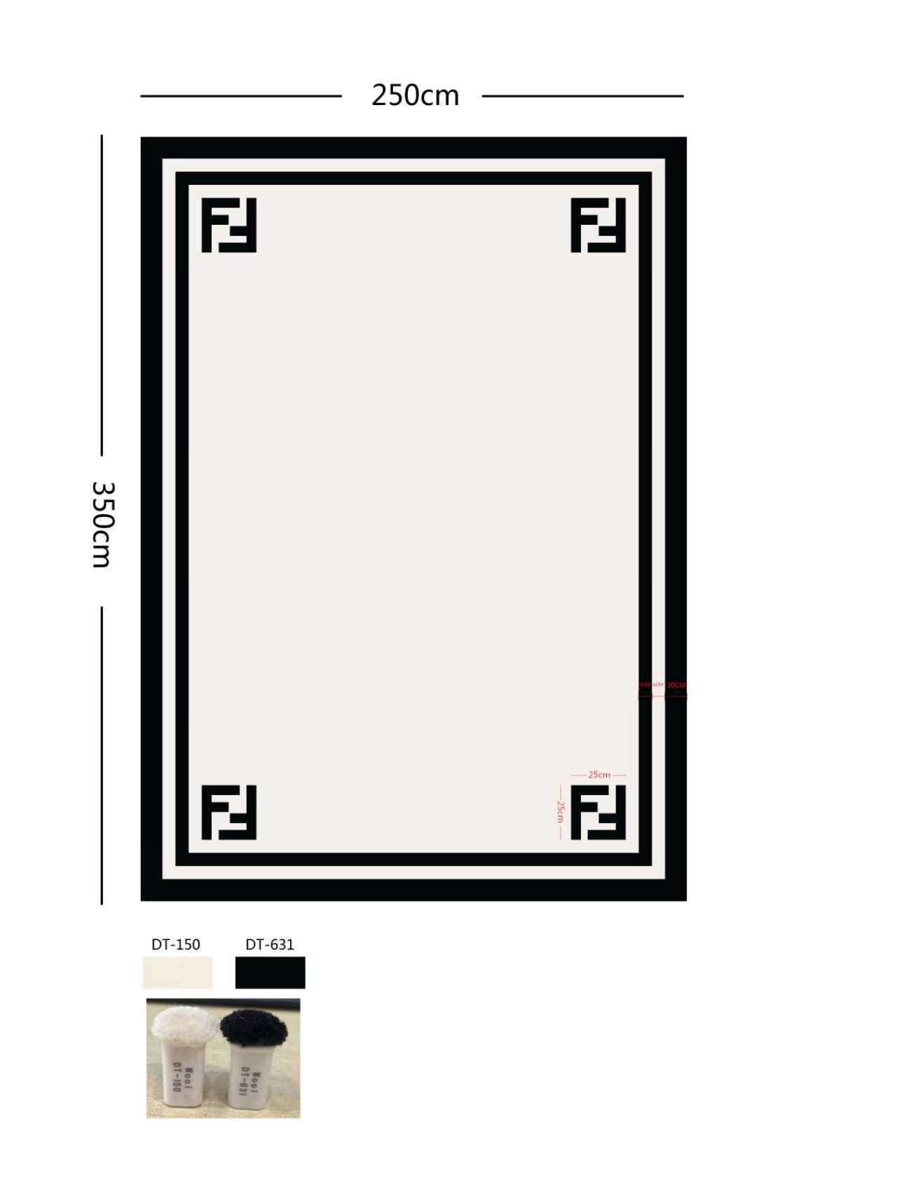Minimal Corner Monogram Cream Rug