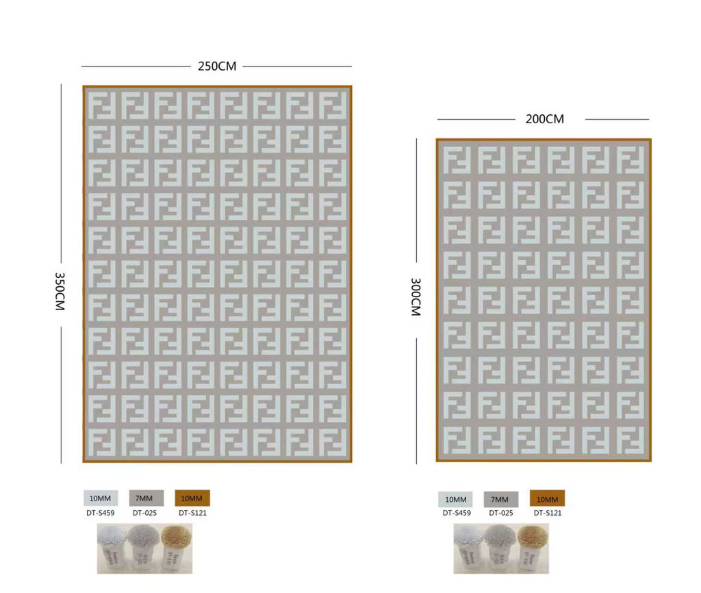 Interlock Pattern Grey Rug with Mustard Border