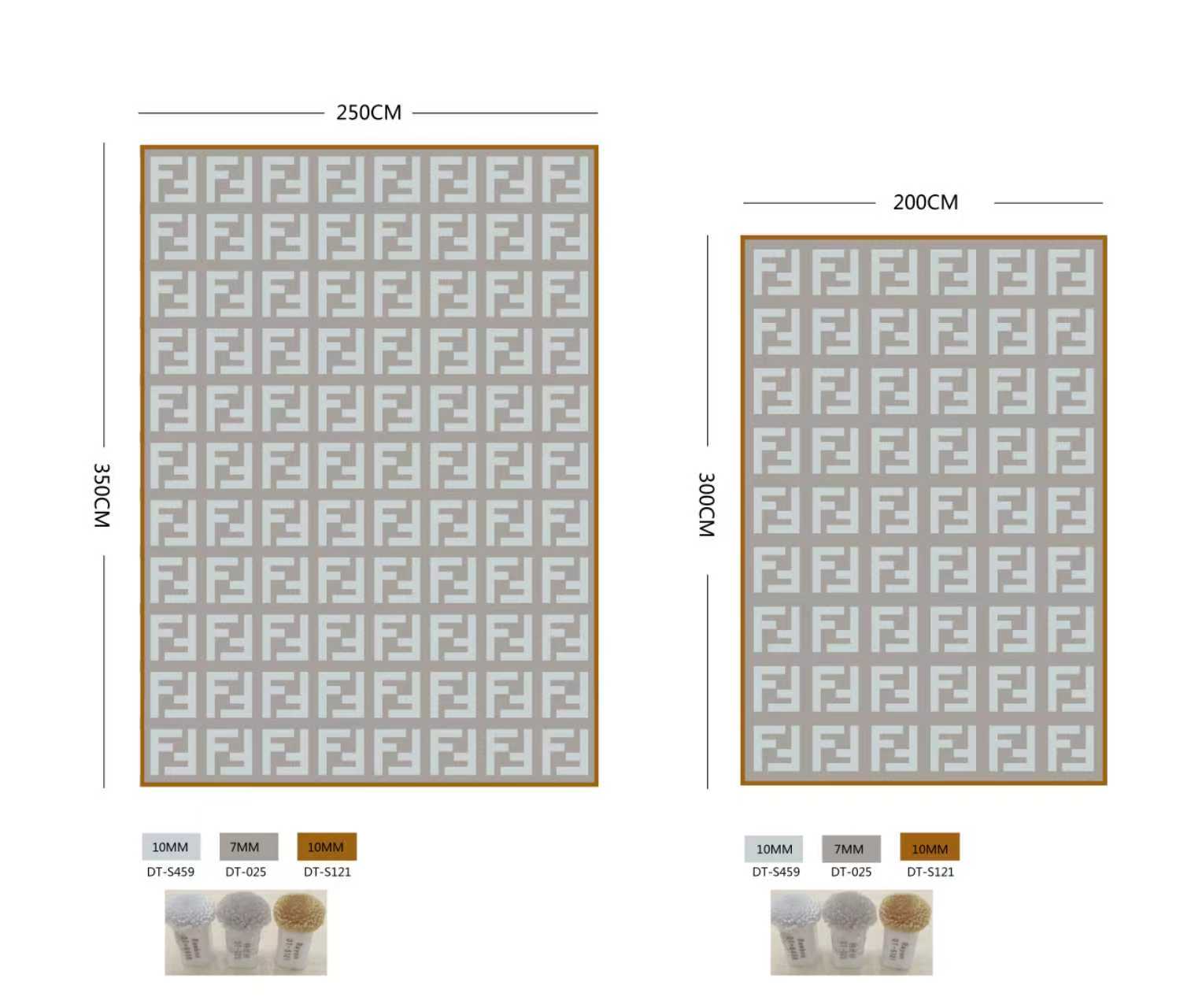 Interlock Pattern Grey Rug with Mustard Border