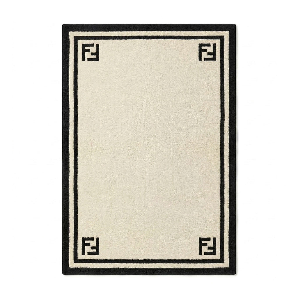Minimal Corner Monogram Cream Rug