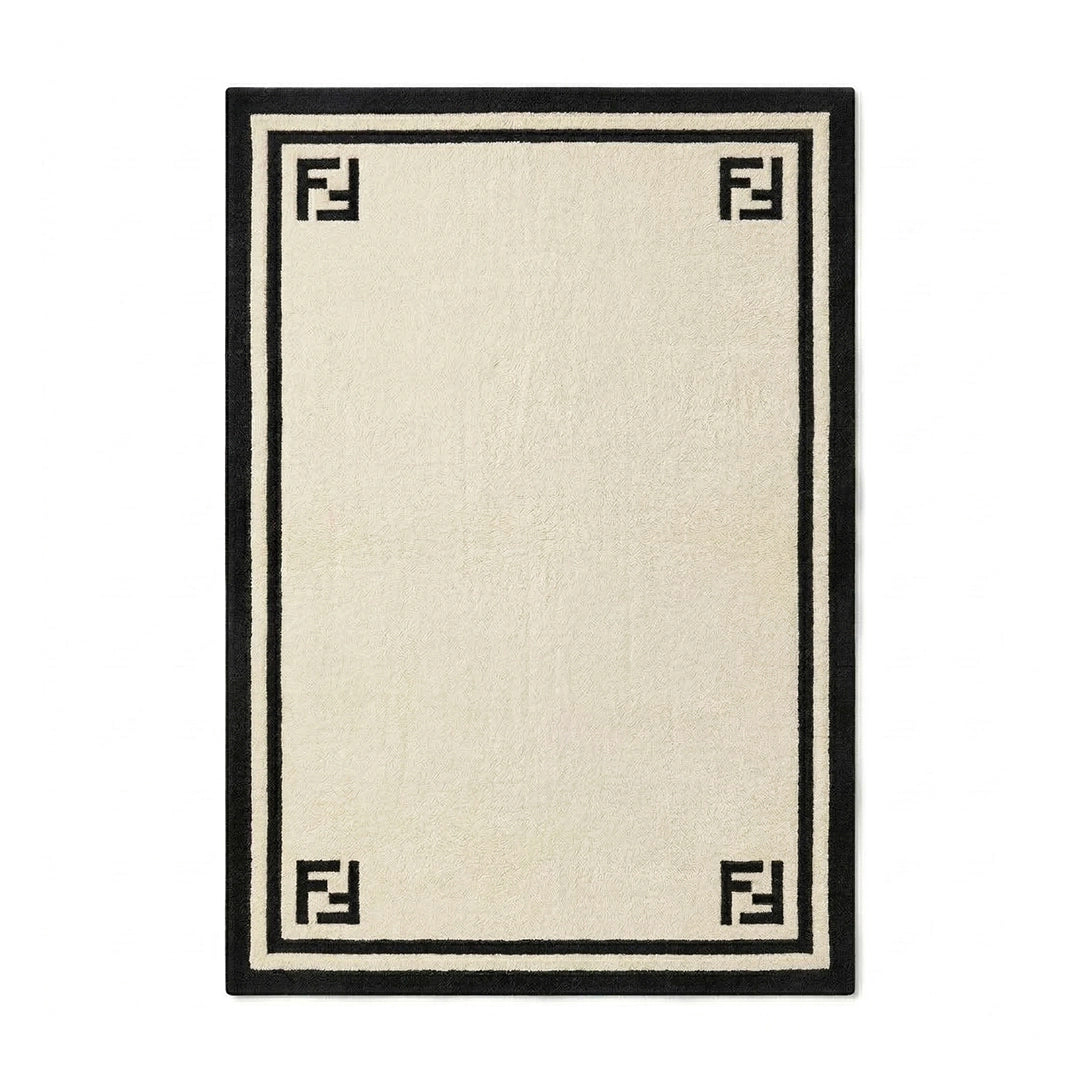 Minimal Corner Monogram Cream Rug