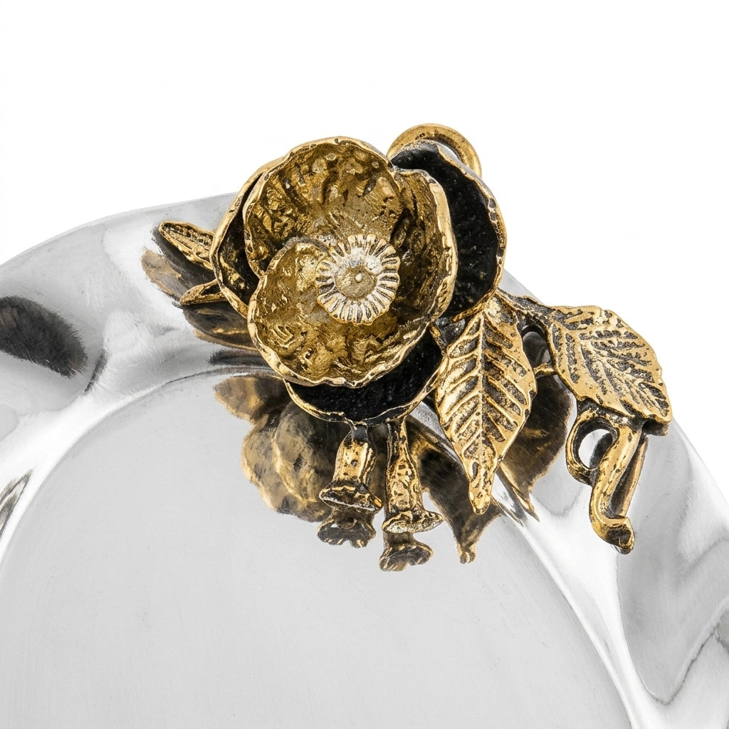 Luxury Silver & Gold Floral Serving Plate 18