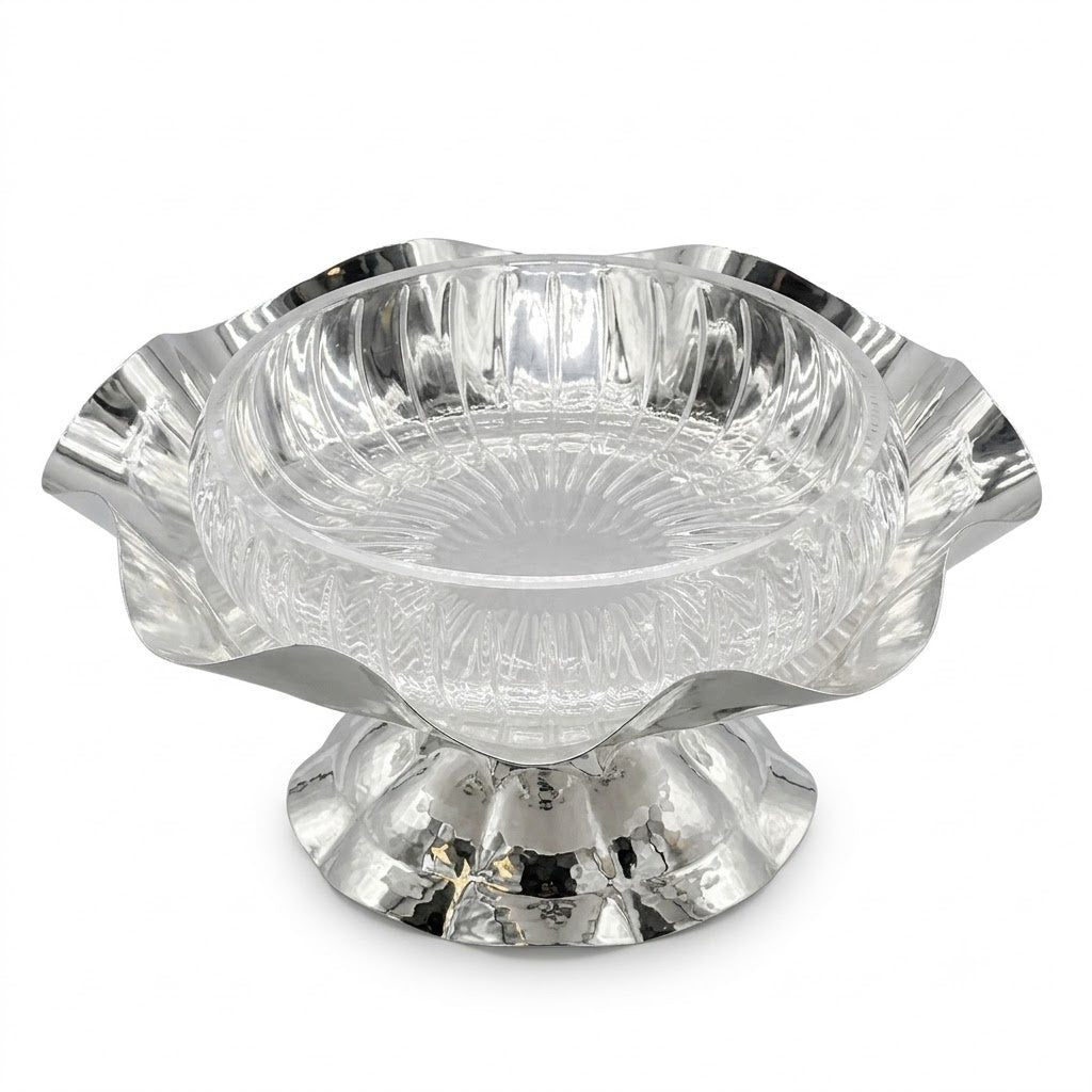 Glass Fruit bowl on Silver Tone Stand