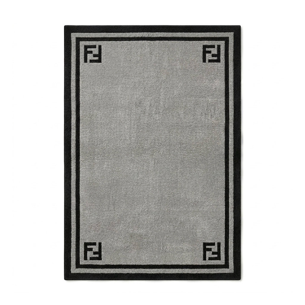 Framed Border Grey Rug