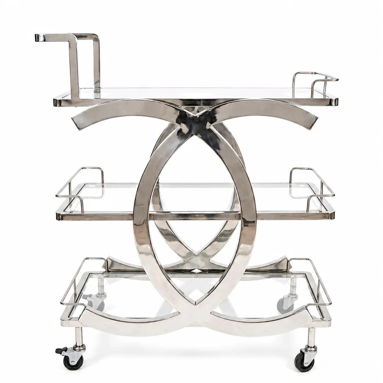 Celeste Chrome Glass Serving Trolley