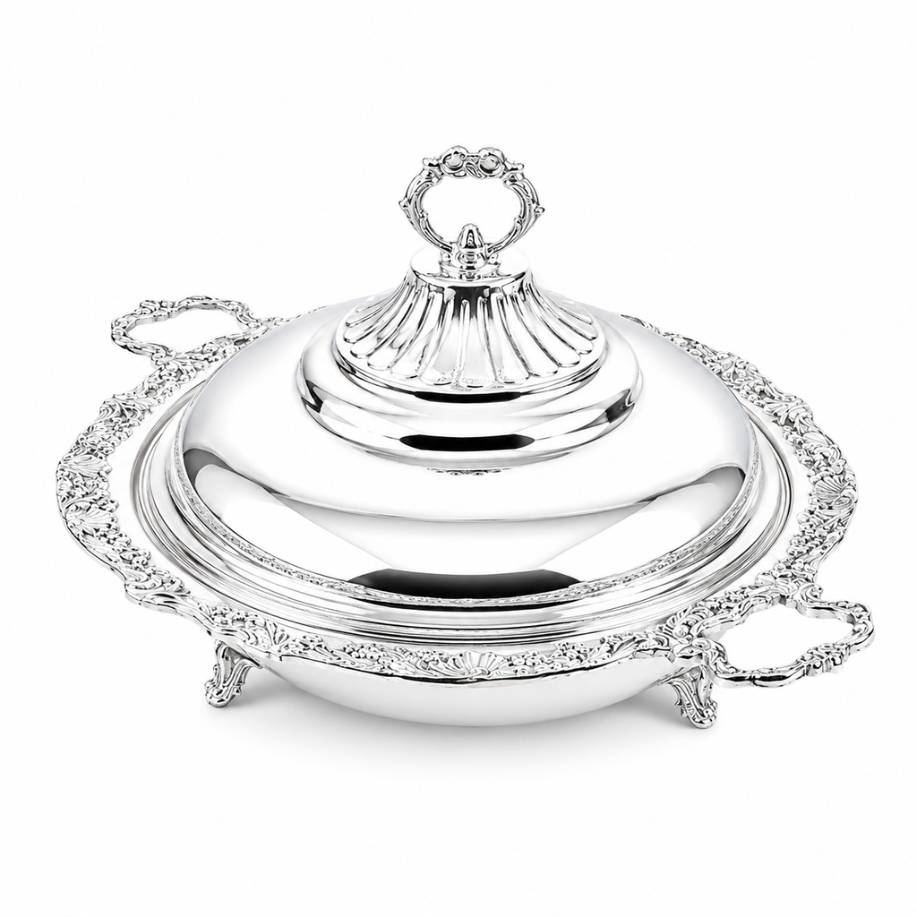 Elysian Round Silver Serving Dish