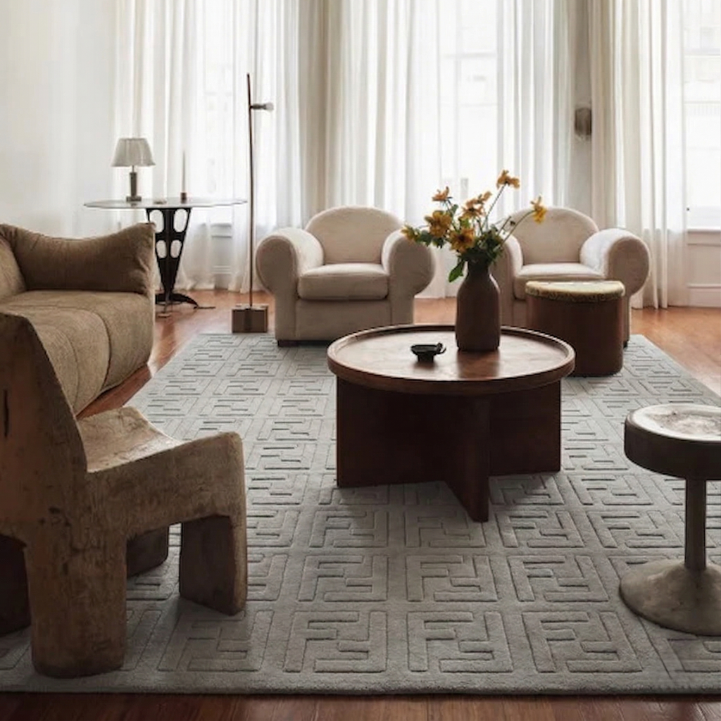 Minimal Geometric Pattern Rug