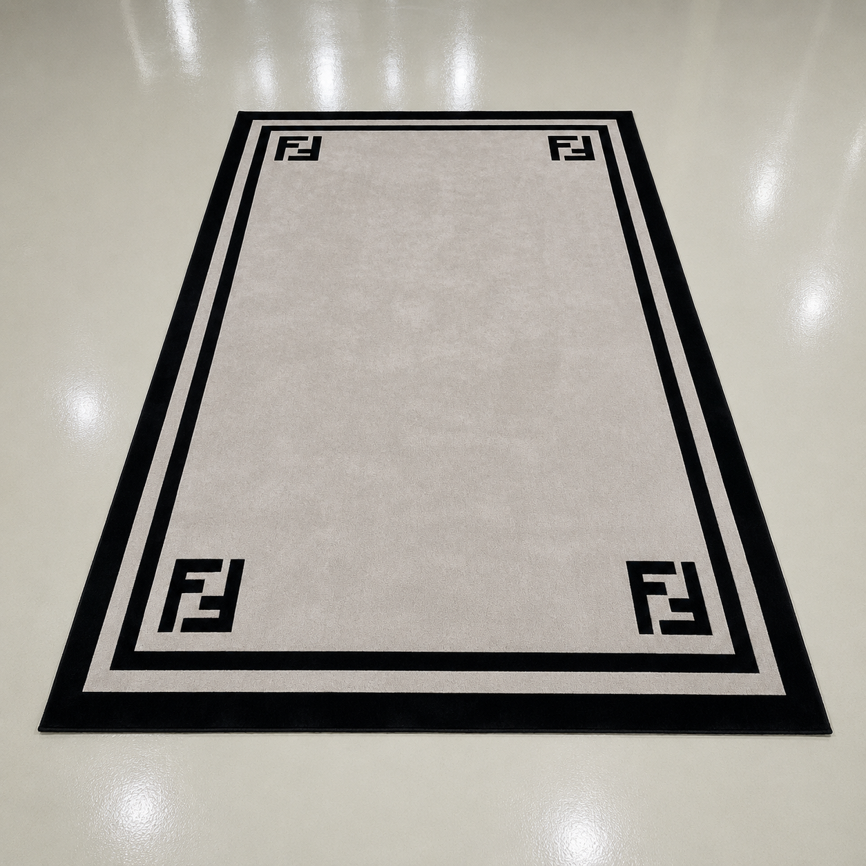Framed Border Grey Rug