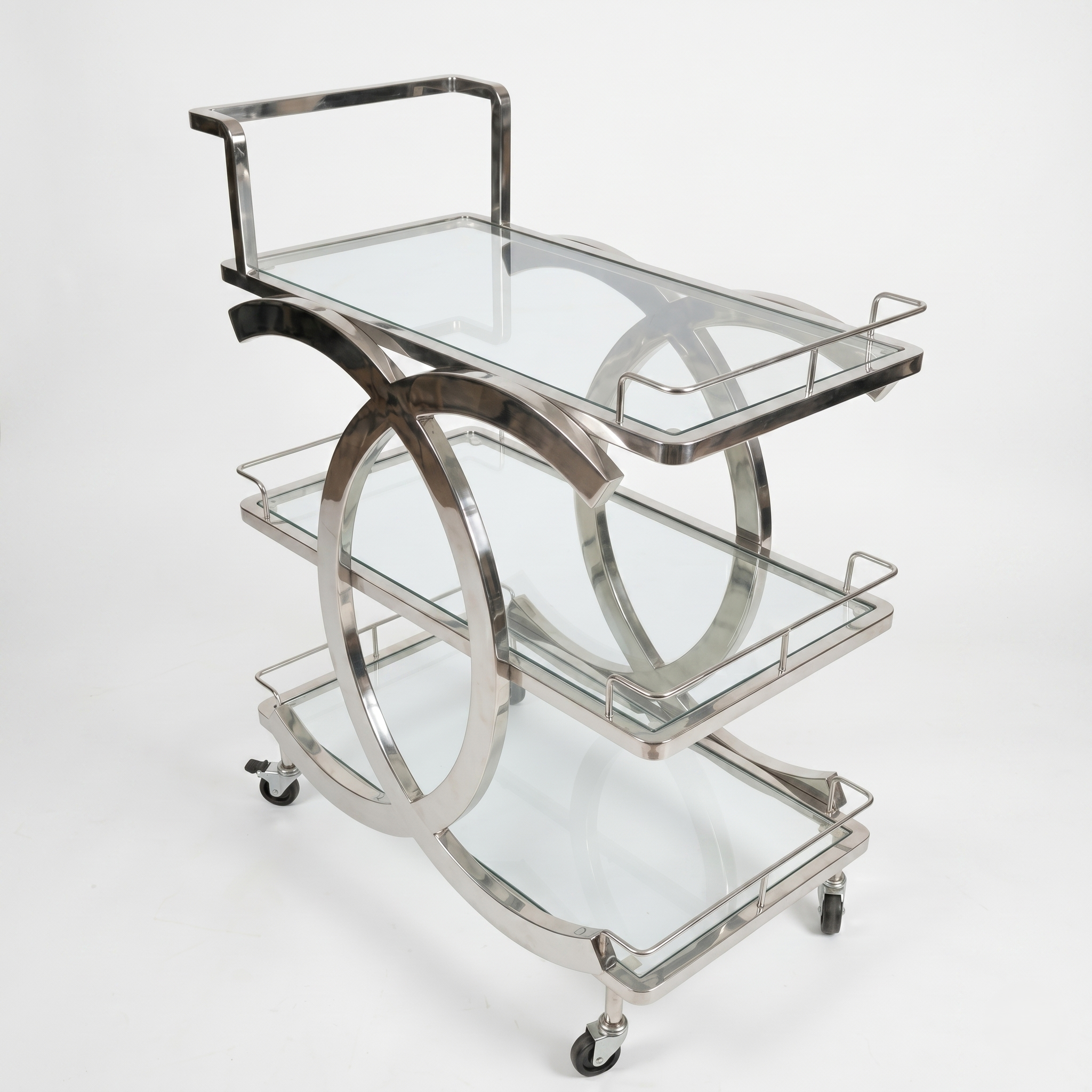 Celeste Chrome Glass Serving Trolley