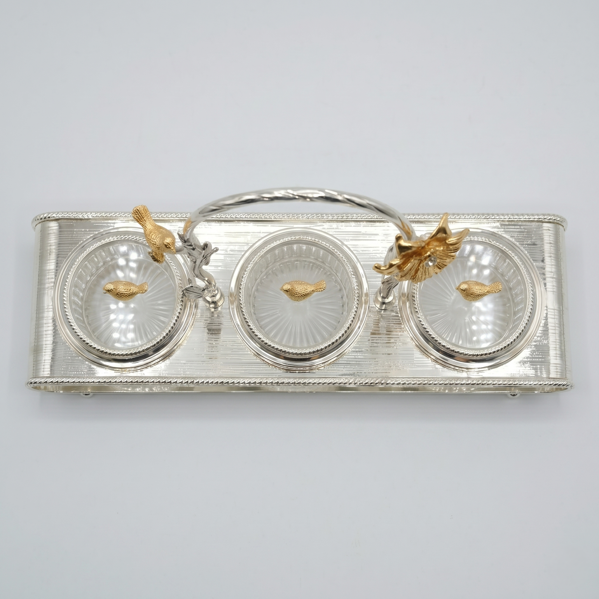 Golden Blossom Bird Condiment Jar Set