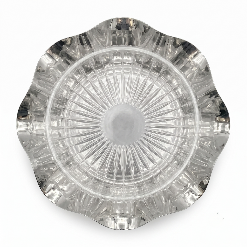 Glass Fruit bowl on Silver Tone Stand