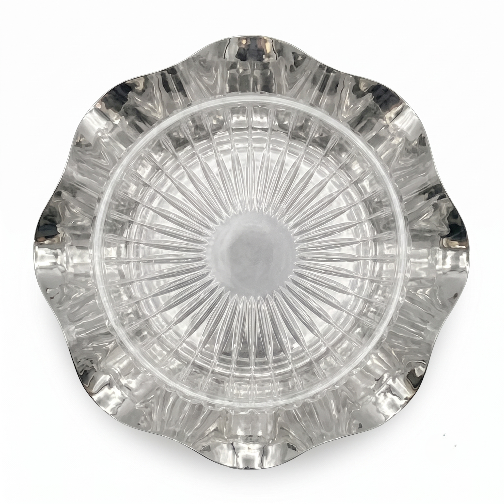 Glass Fruit bowl on Silver Tone Stand