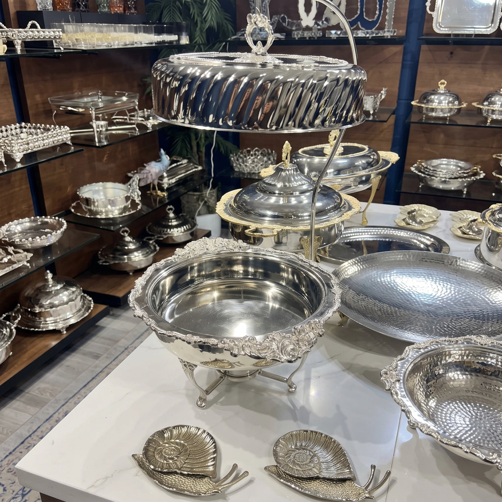 Royal Elegant Silver Footed Covered Chafing Dish 3ltr 4ltr