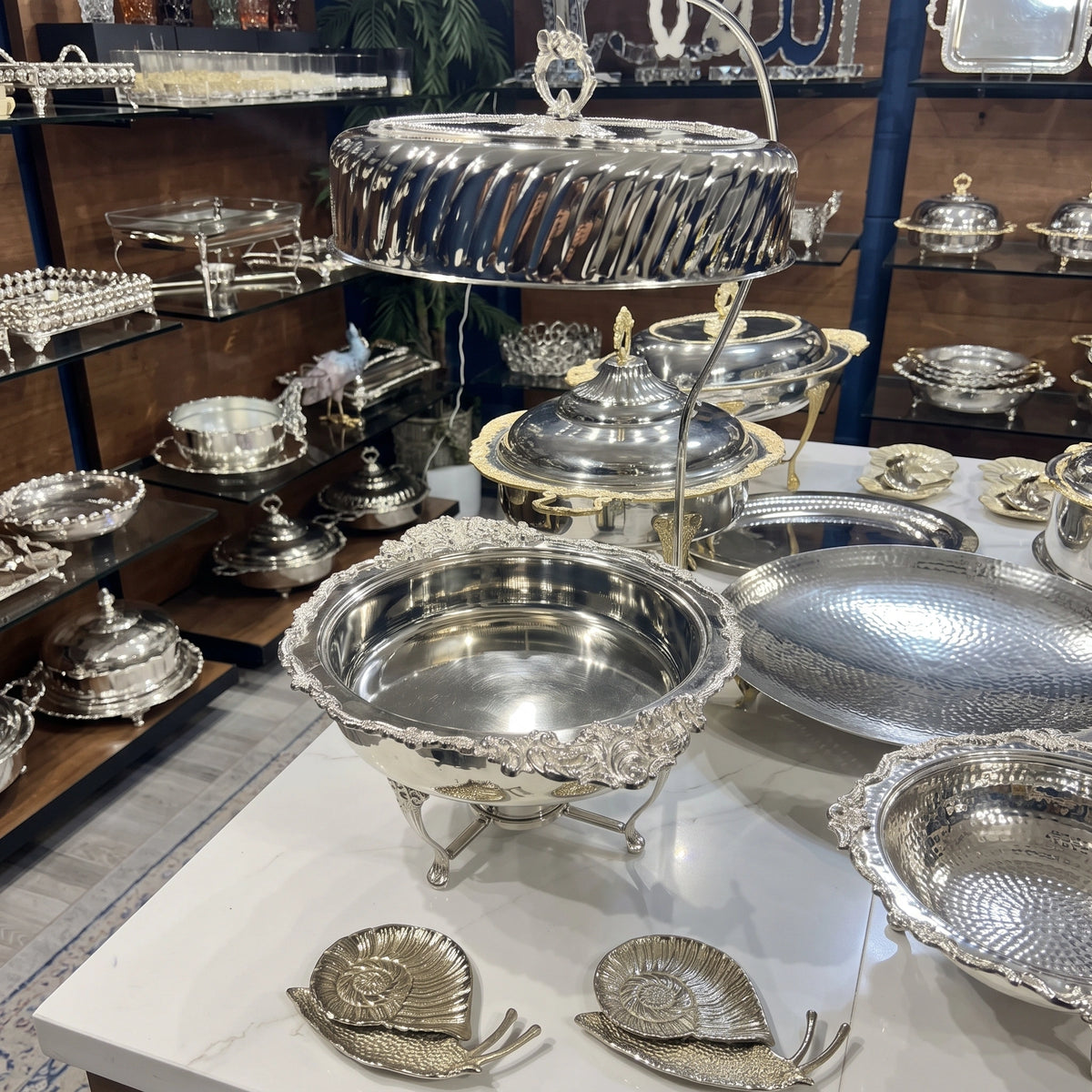 Royal Elegant Silver Footed Covered Chafing Dish 3ltr 4ltr