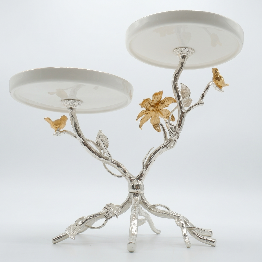 Golden Blossom Dual Serving Stand