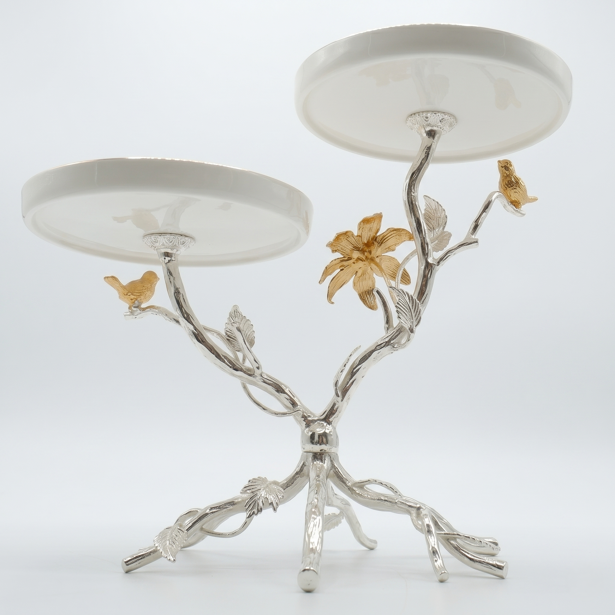 Golden Blossom Dual Serving Stand