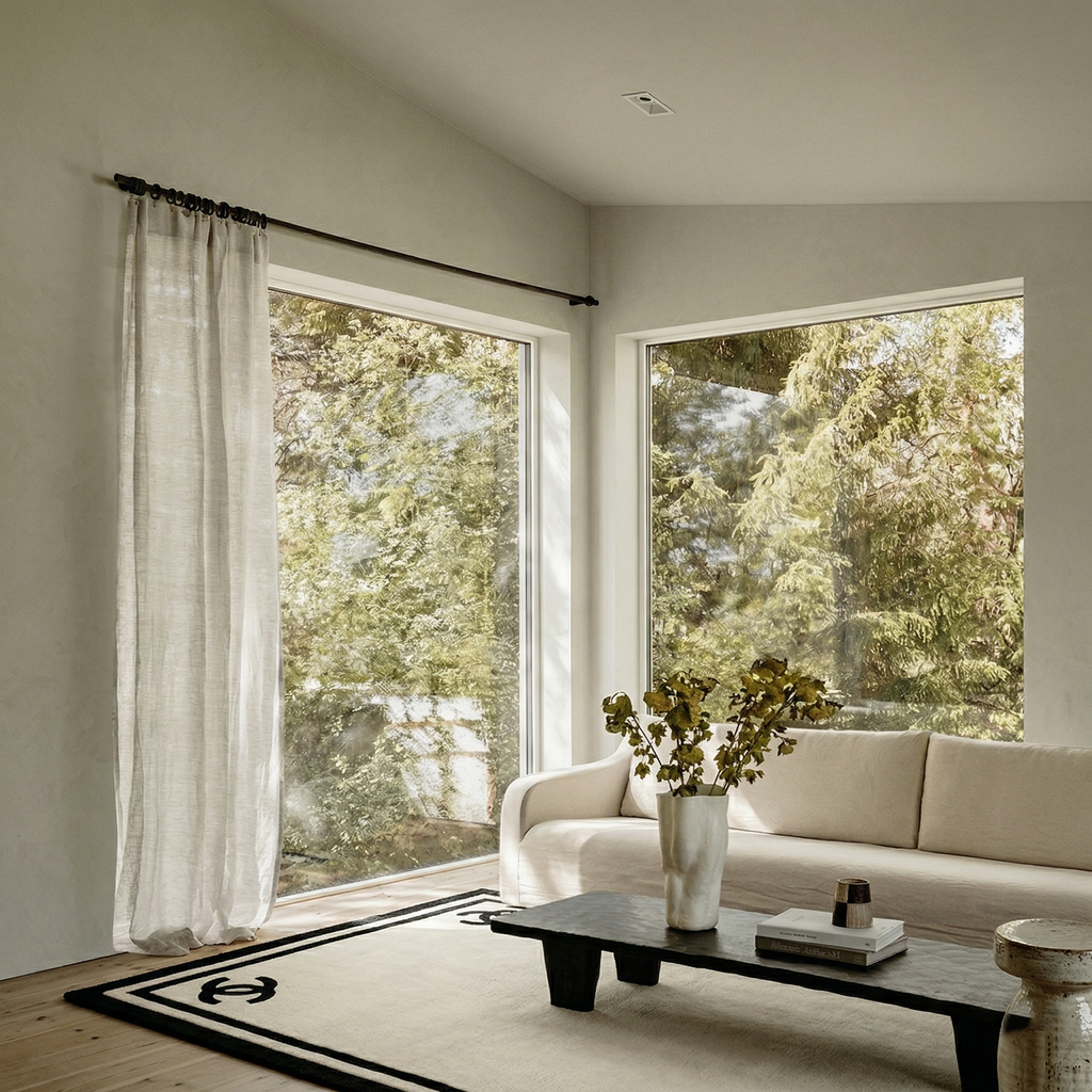 Corner Motif Cream Rug with Black Border