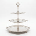 3-Tier Silver Serving Stand with Ornate Handle