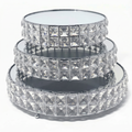 Crystal 3-Piece Cake Stand Set Mirror Plate