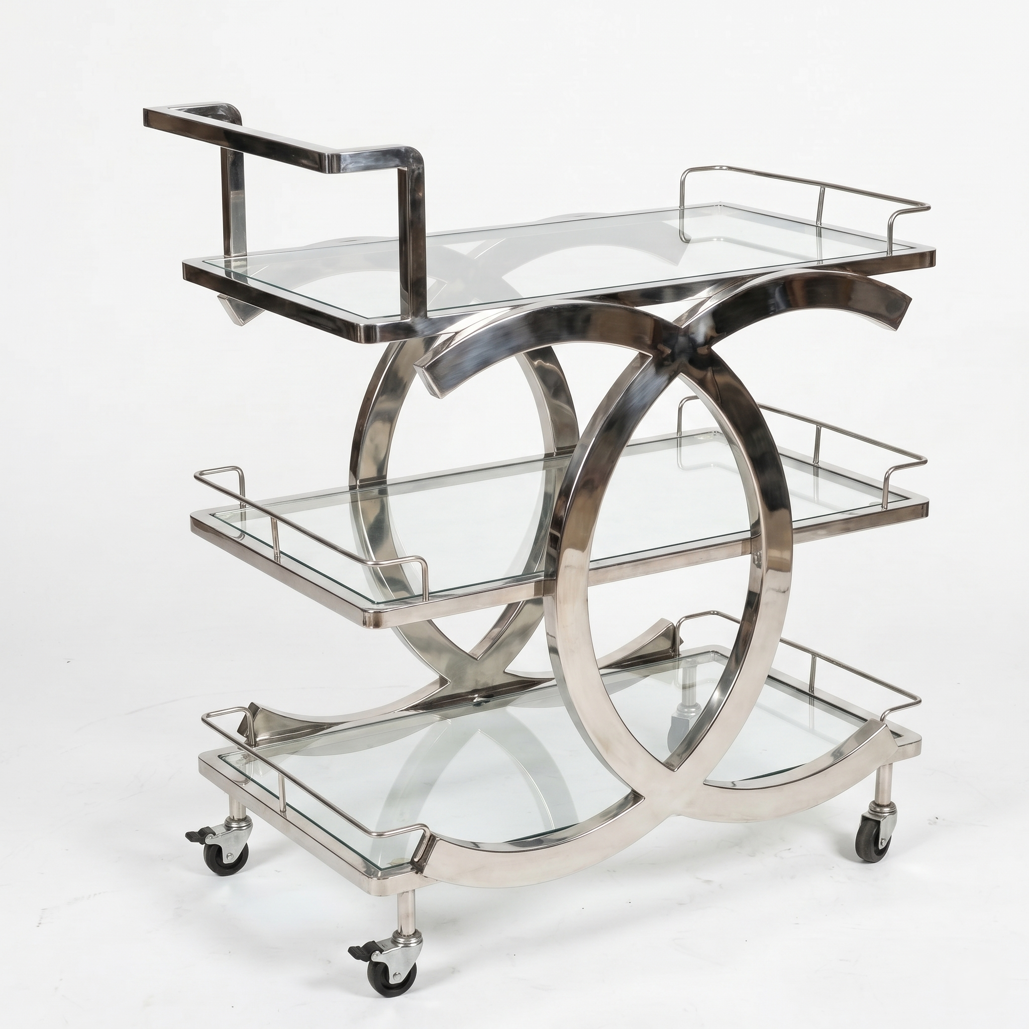 Celeste Chrome Glass Serving Trolley