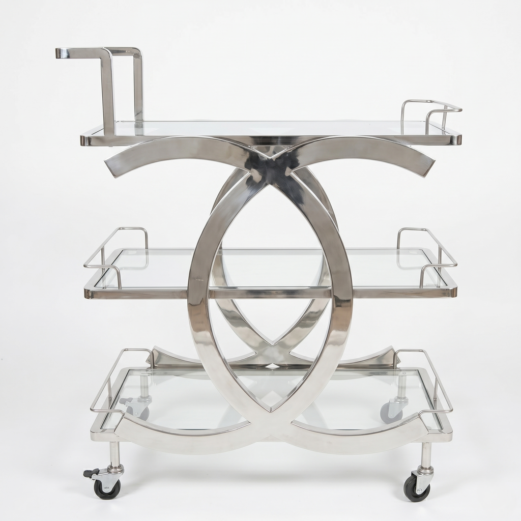 Celeste Chrome Glass Serving Trolley