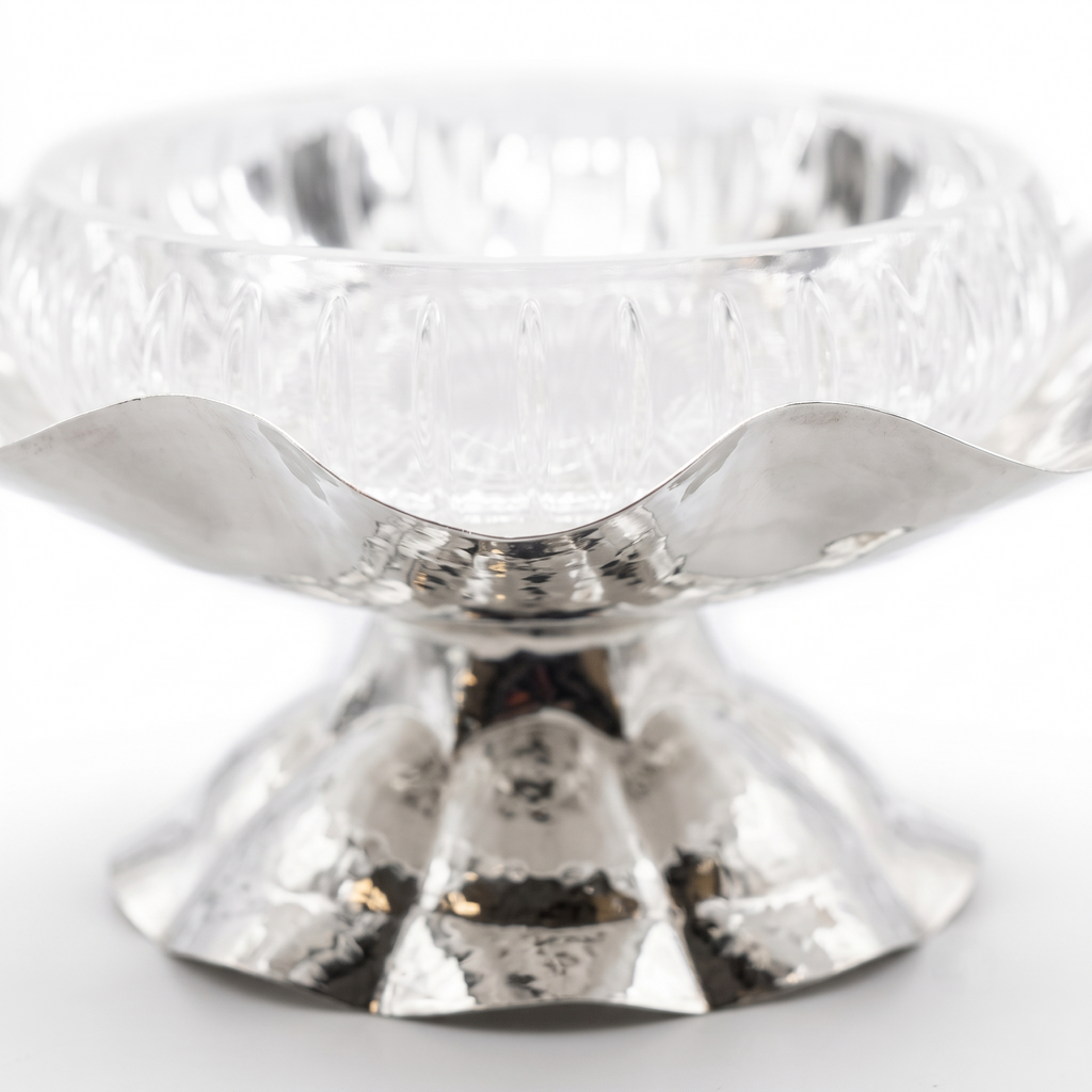 Glass Fruit bowl on Silver Tone Stand