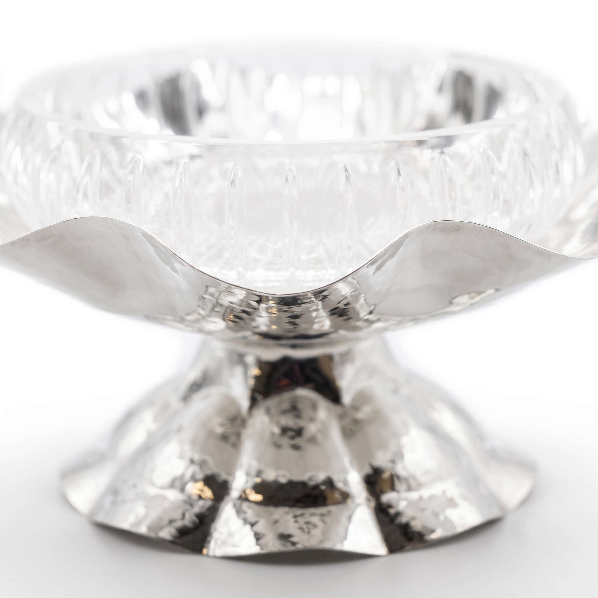 Glass Fruit bowl on Silver Tone Stand