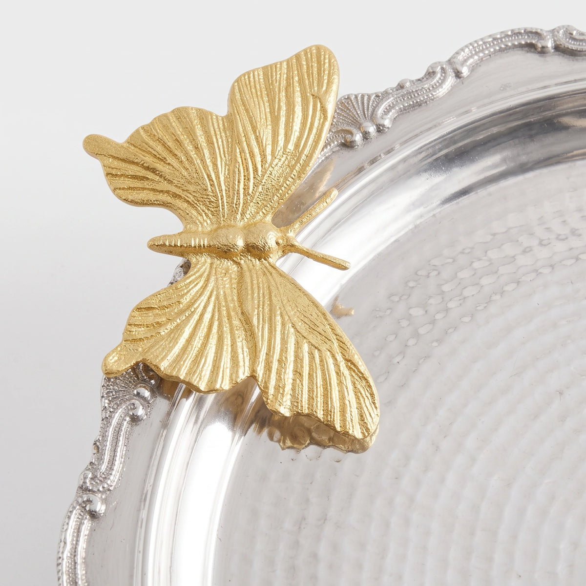 Elegant Silver & Gold Butterfly Decorative Cake Stand 16”