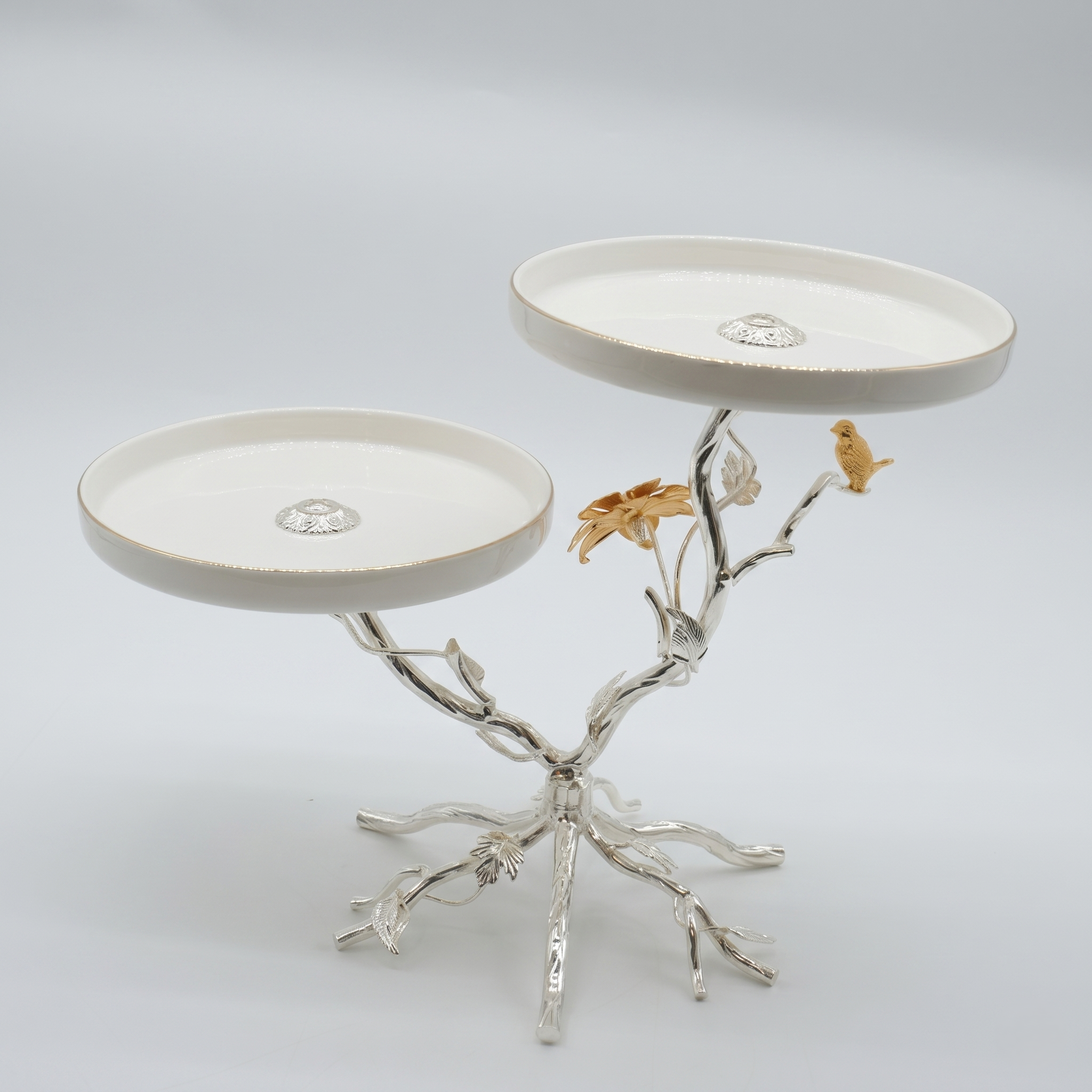Golden Blossom Dual Serving Stand