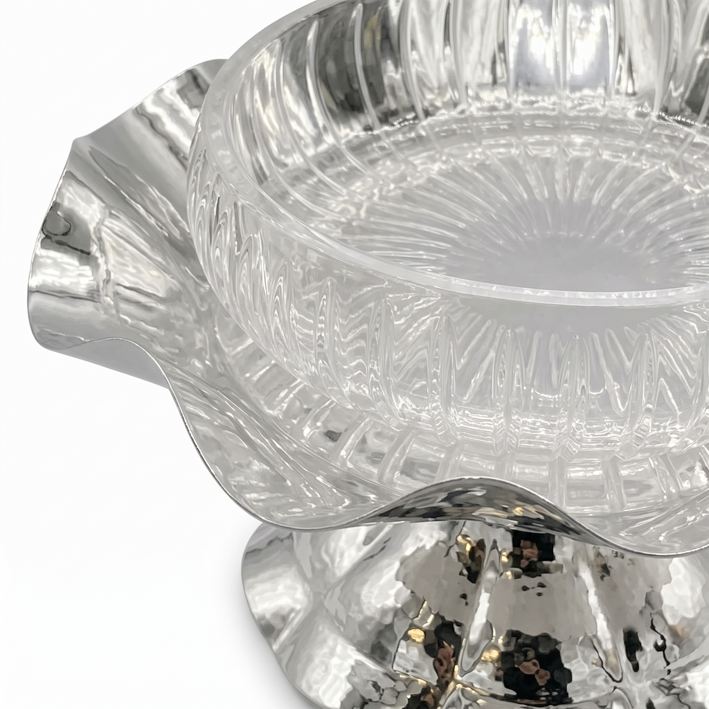 Glass Fruit bowl on Silver Tone Stand