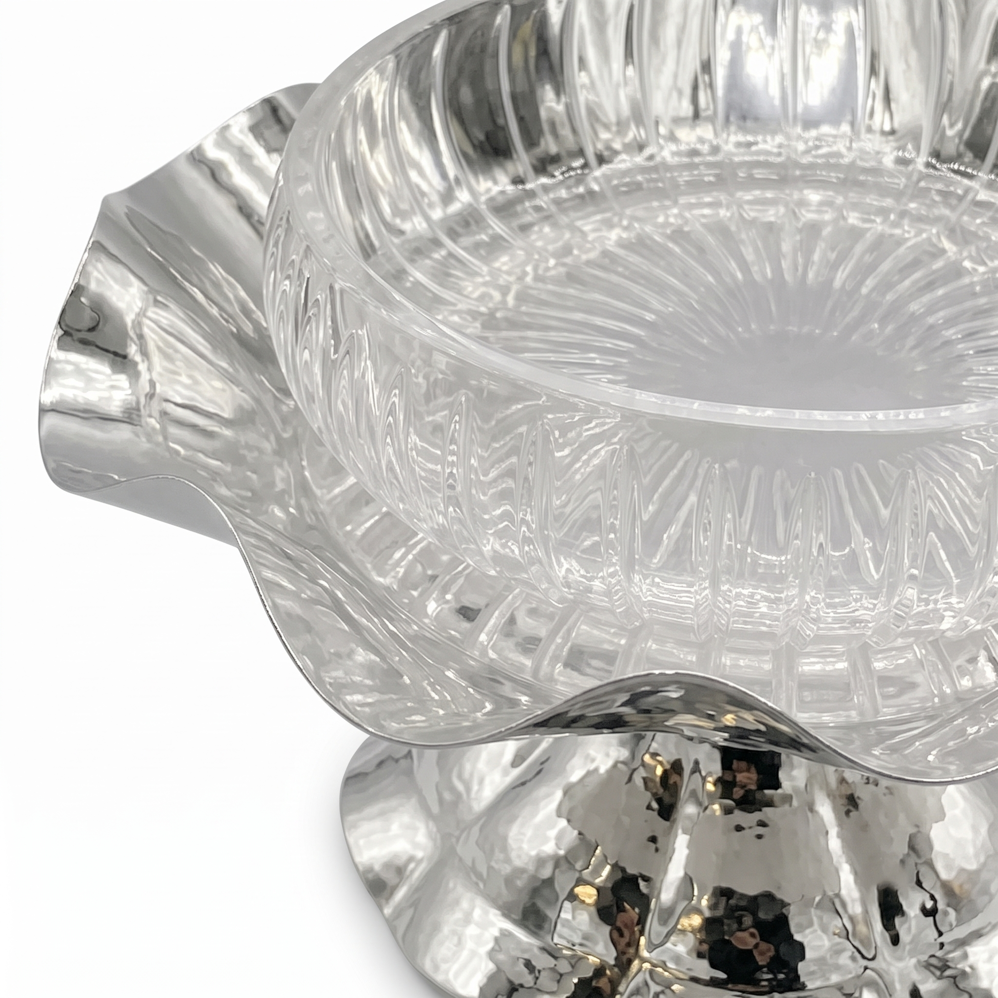 Glass Fruit bowl on Silver Tone Stand