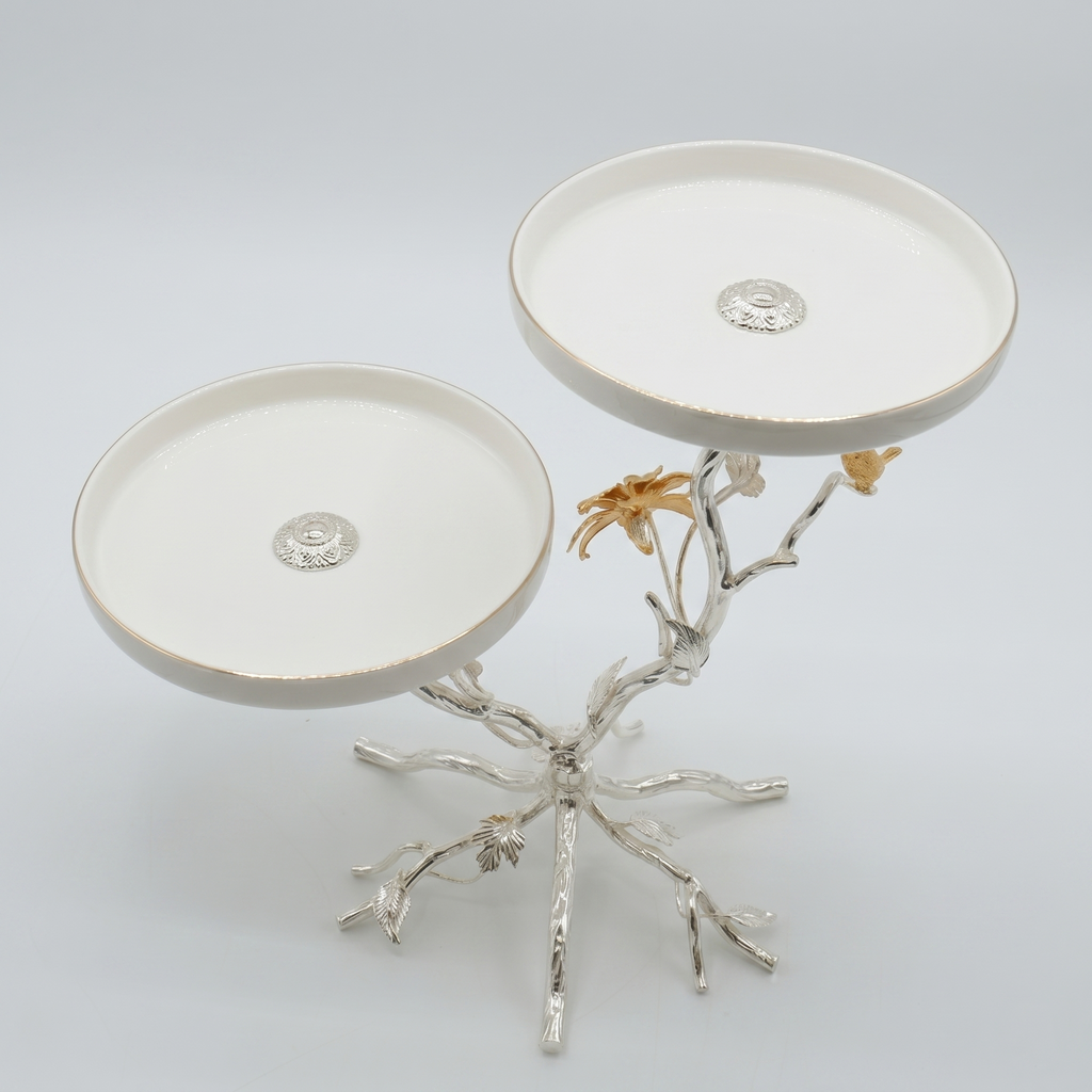 Golden Blossom Dual Serving Stand