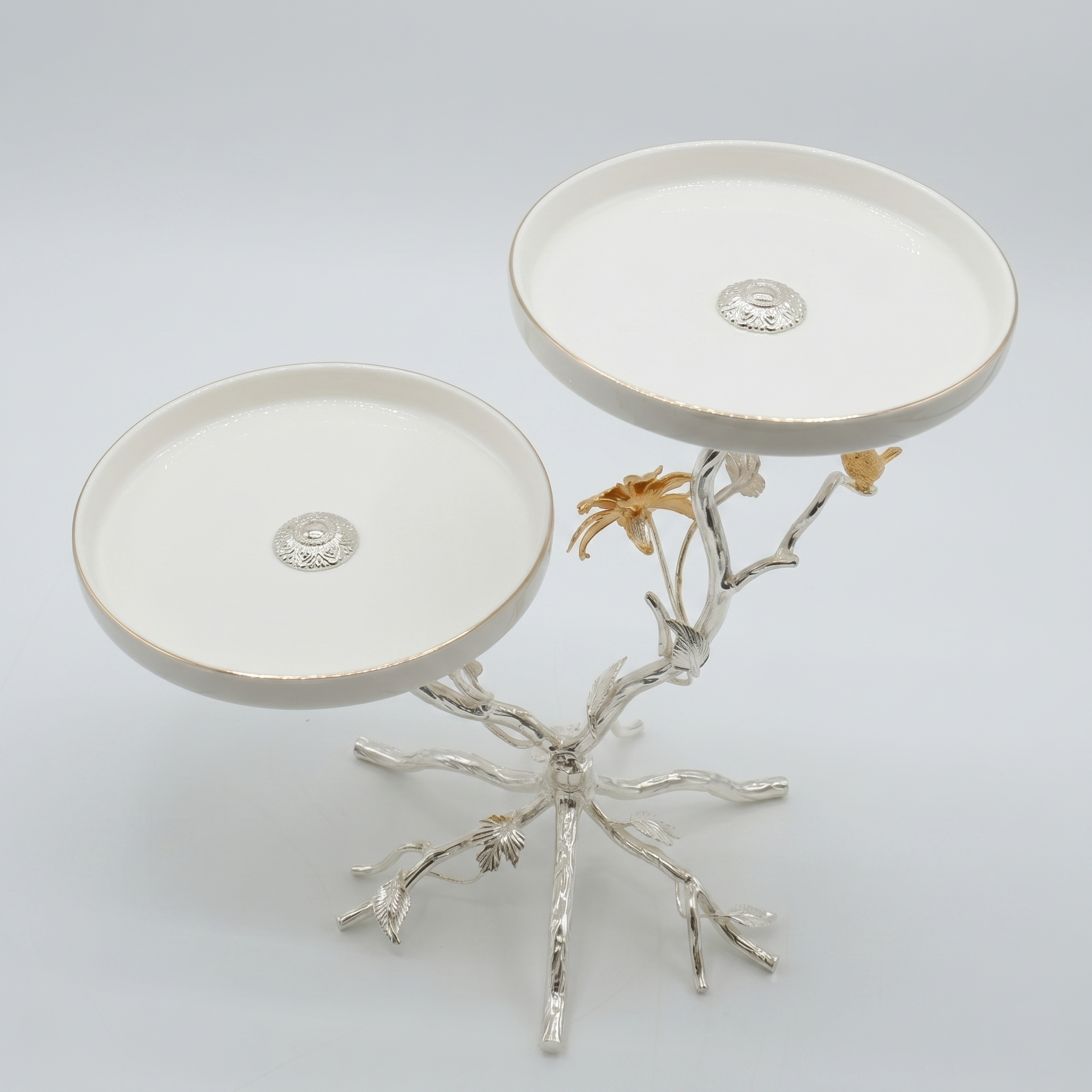 Golden Blossom Dual Serving Stand