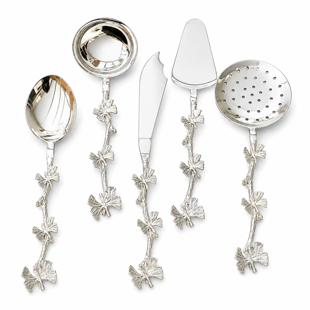 Ginkgo Silver Serving Utensil Set
