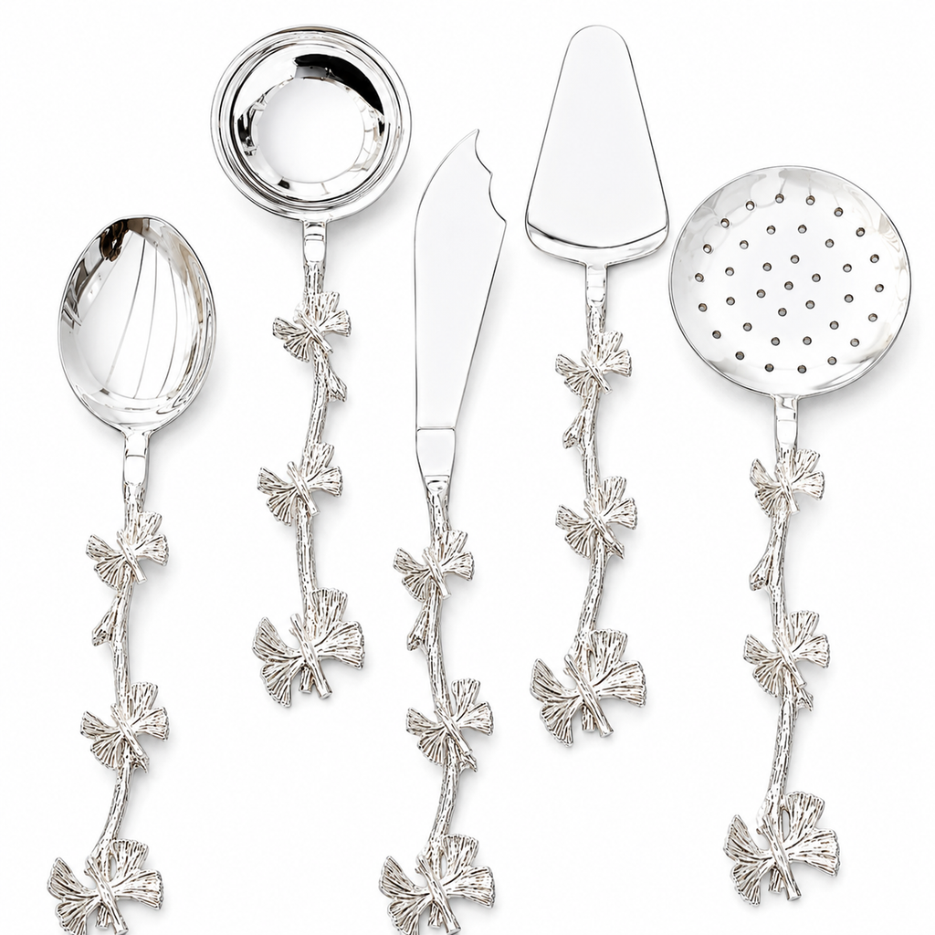 Ginkgo Silver Serving Utensil Set
