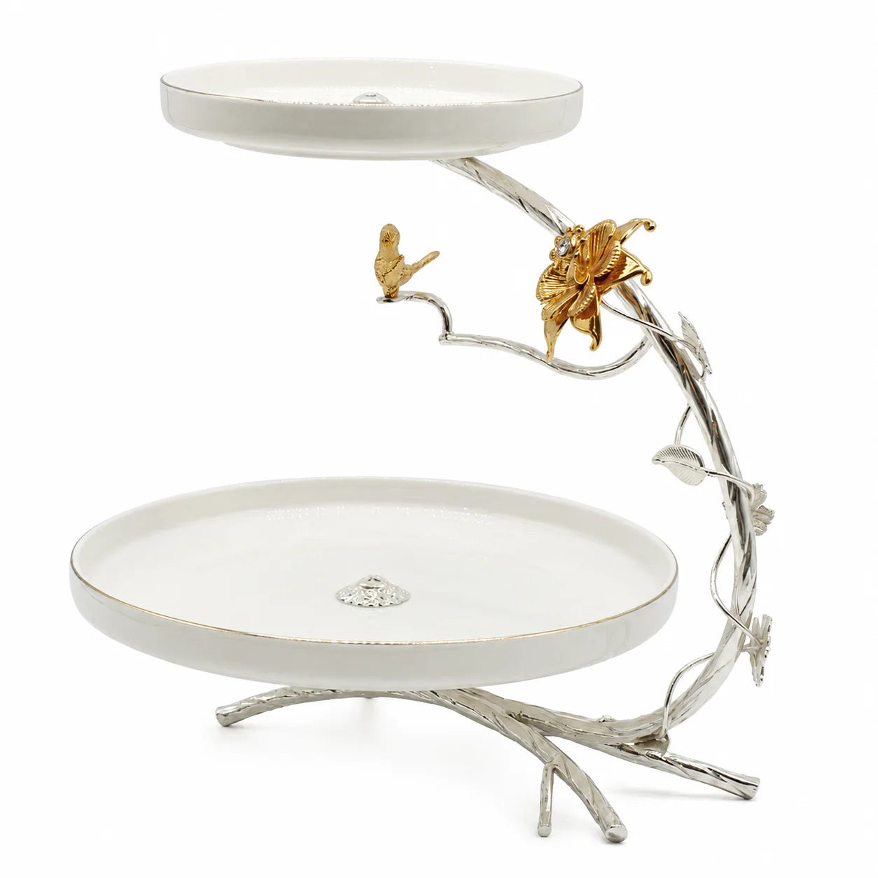 Golden Blossom 2-Tier Serving Stand