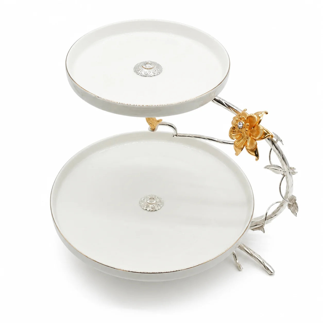 Golden Blossom 2-Tier Serving Stand