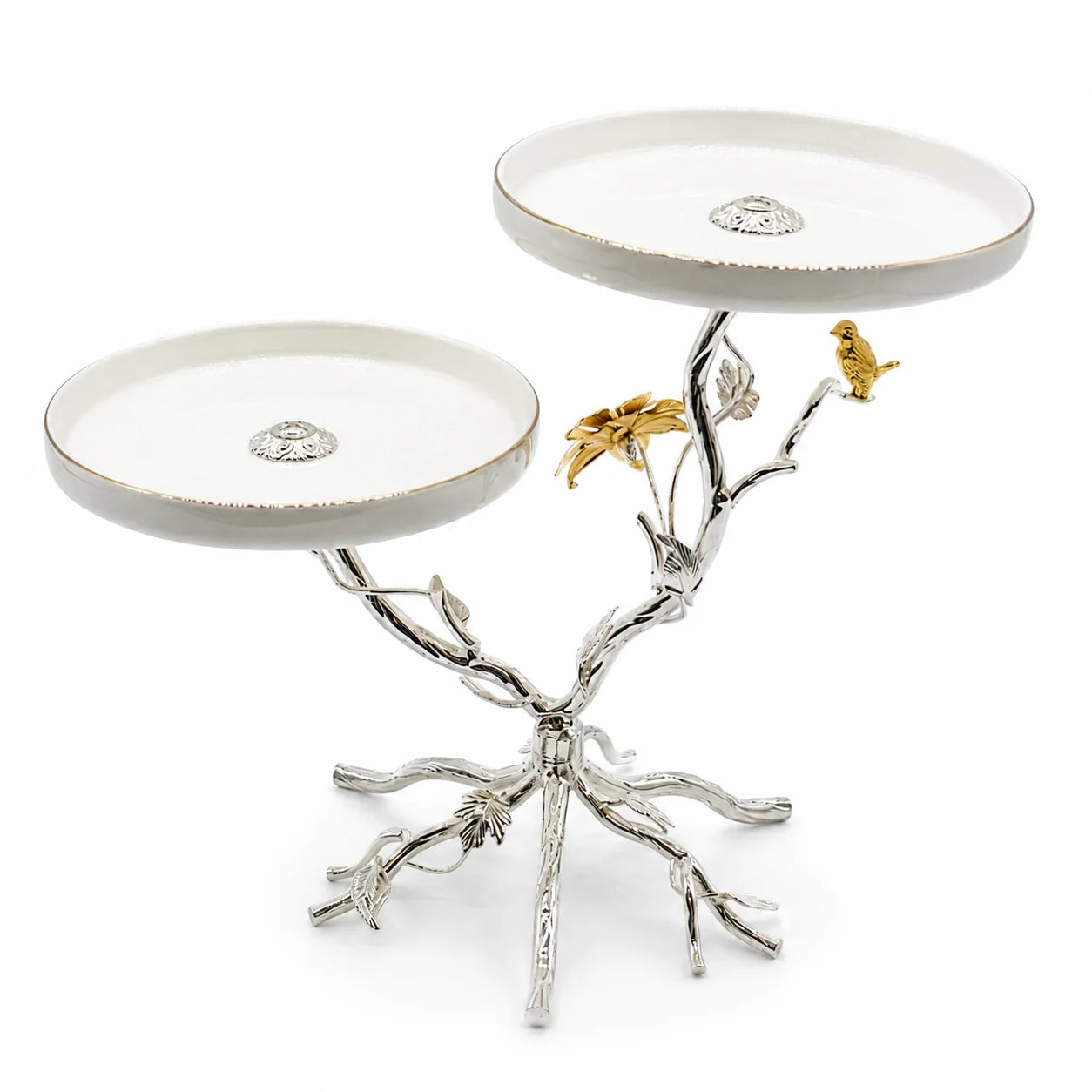 Golden Blossom Dual Serving Stand