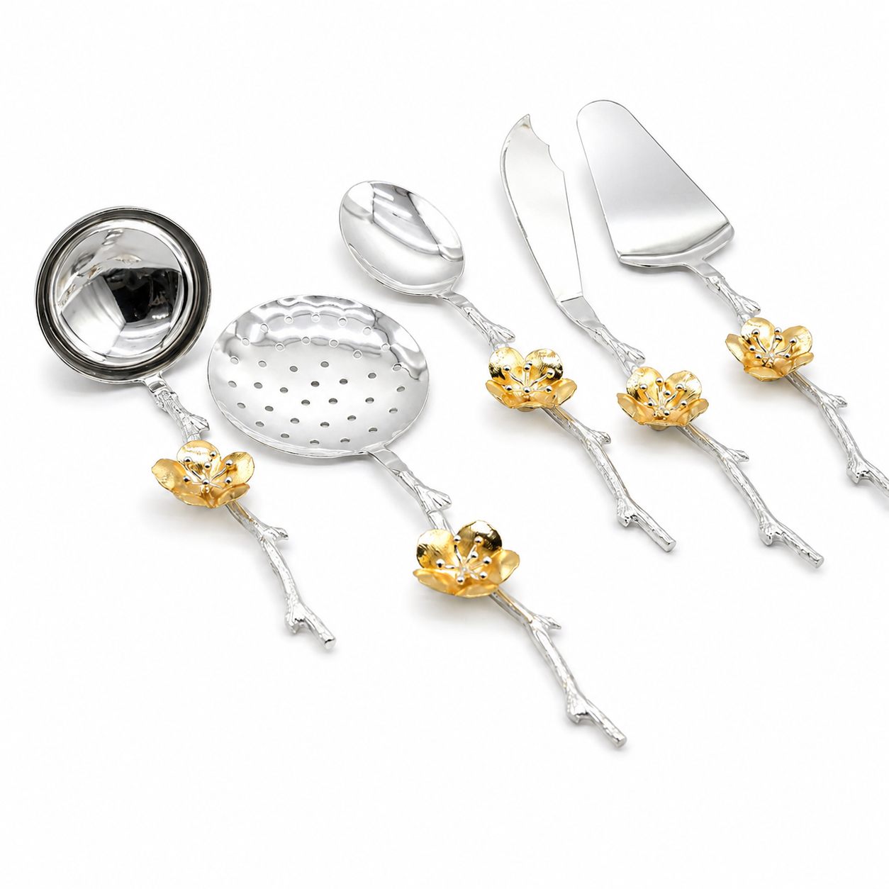Golden Blossom Serving Utensil Set