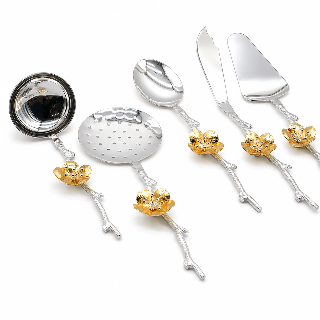 Golden Blossom Serving Utensil Set