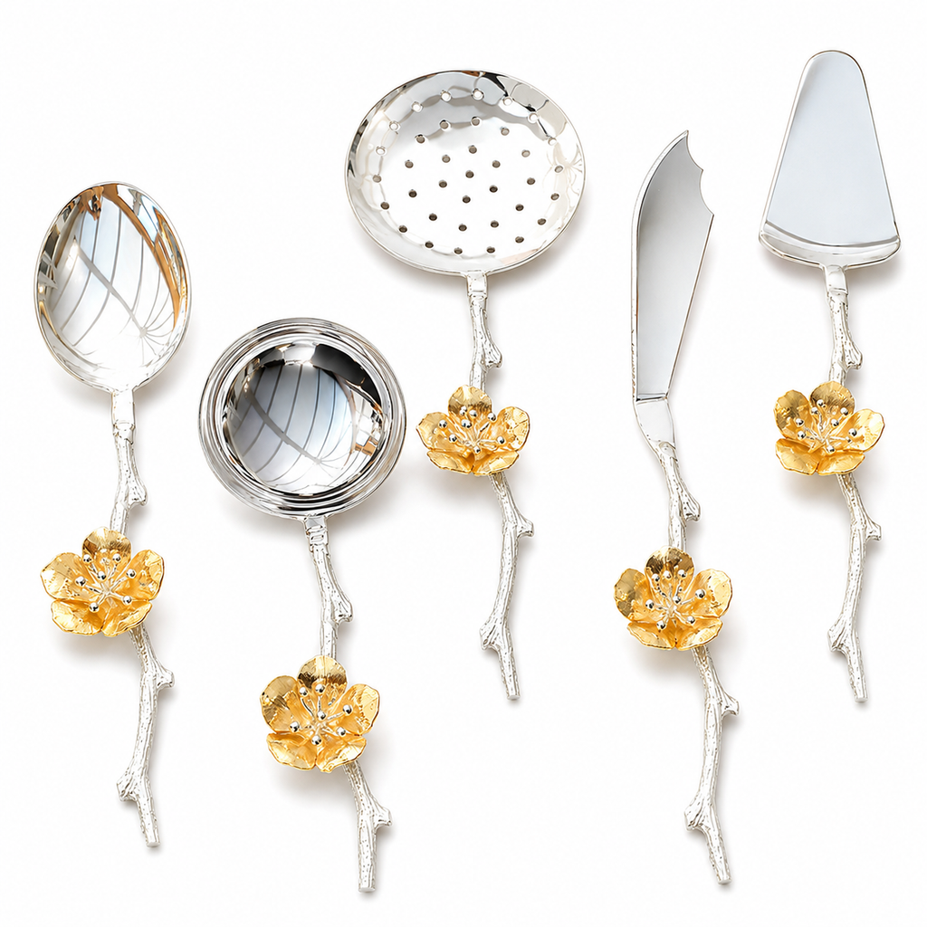 Golden Blossom Serving Utensil Set