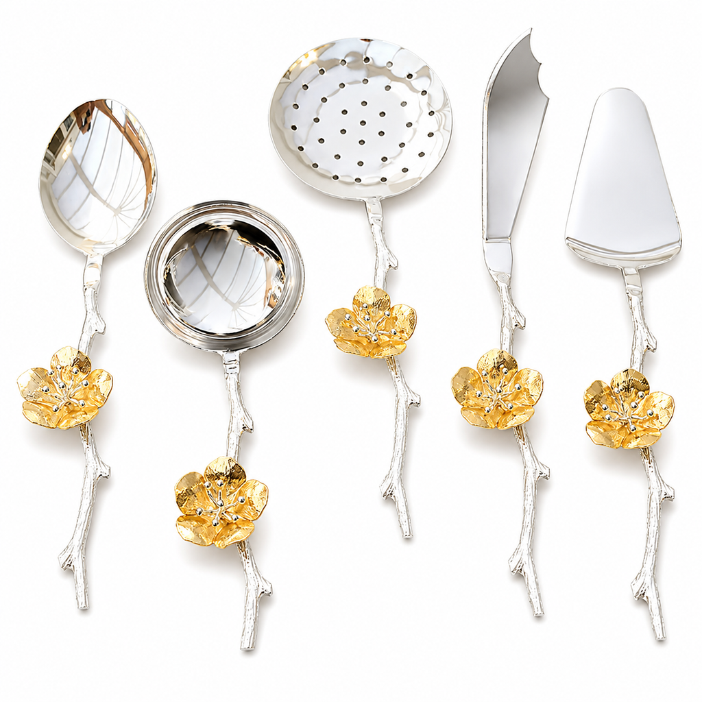 Golden Blossom Serving Utensil Set